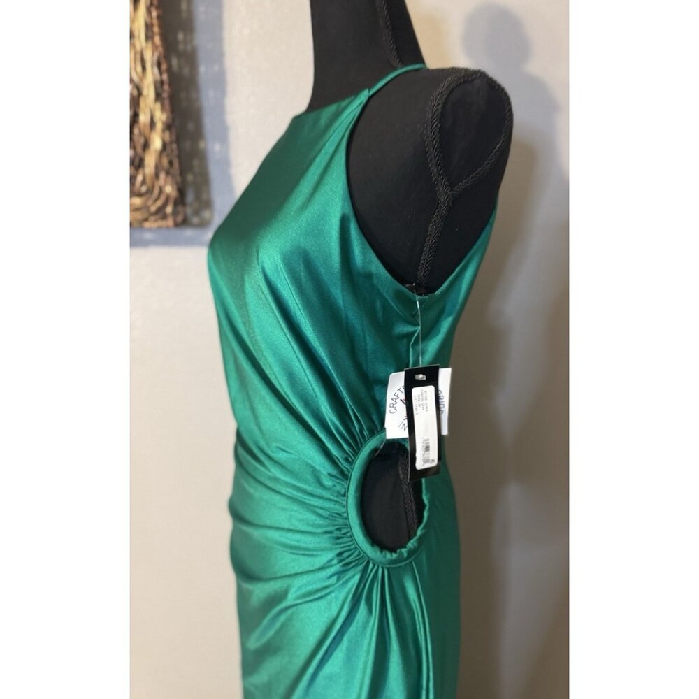 Xscape 10 Emerald Green Formal Gown Side O Waist Gala Prom Wedding Guest NEW - Picture 5 of 16